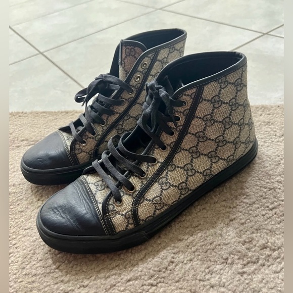 Gucci GG Brooklyn California High Top leather Logo monogram canvas sneakers shoe - Picture 11 of 13